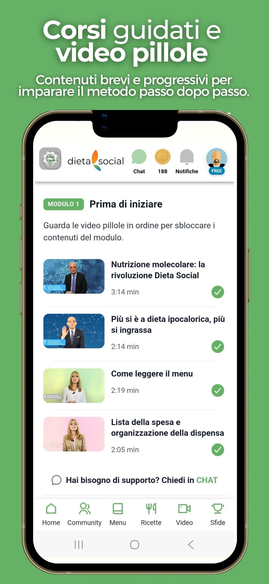 Corsi guidati e video pillole Dieta Social